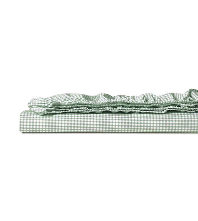 MALAYA GINGHAM FITTED SHEET IN LEAF