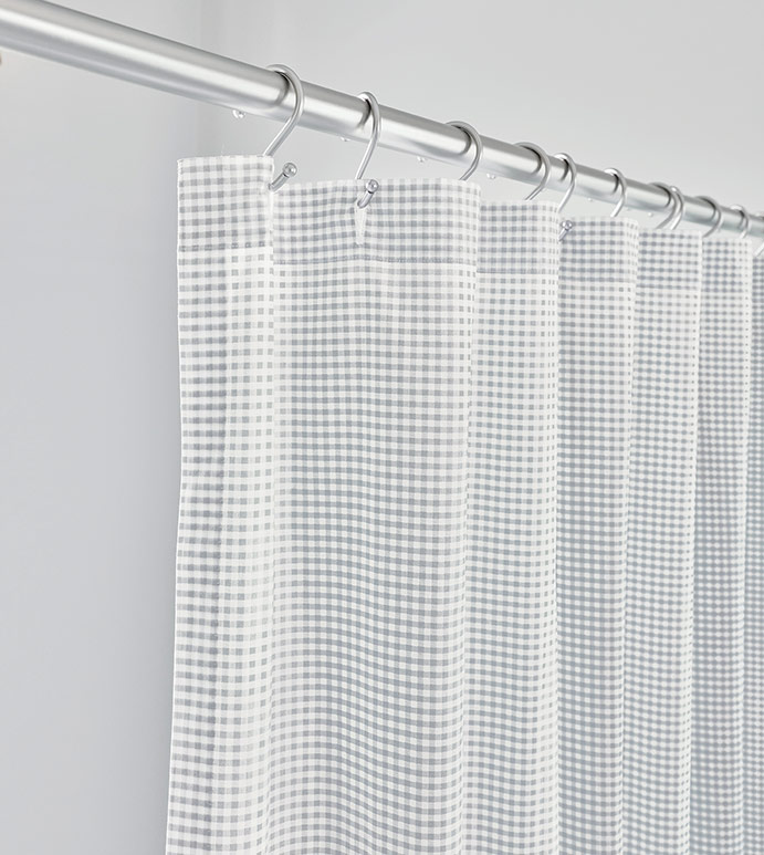 MALAYA GINGHAM SHOWER CURTAIN IN HAZE