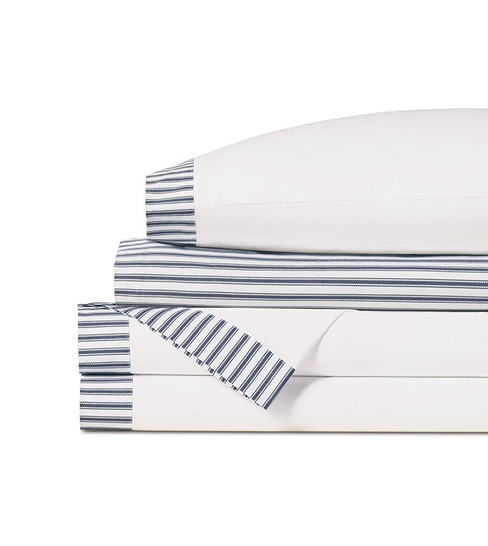 BLASS TICKING SHEET SET IN NAVY