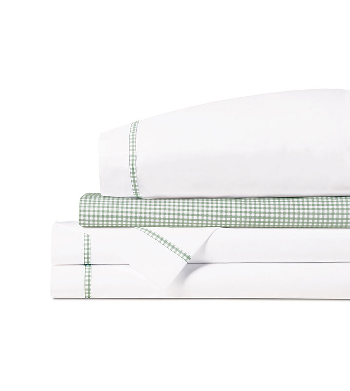 MALAYA GINGHAM SHEET SET IN LEAF