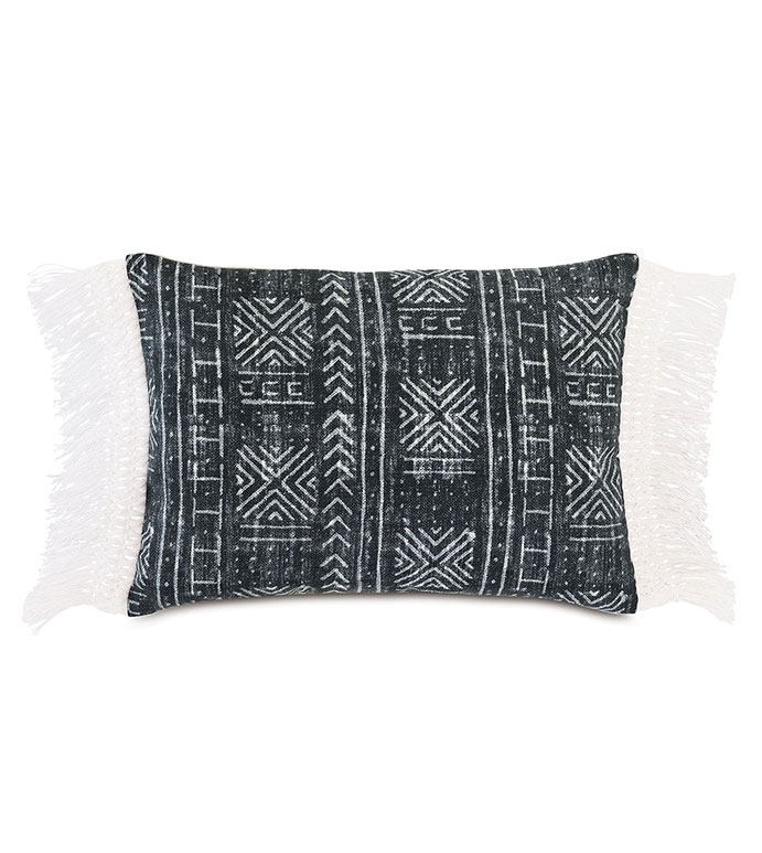 Seydou Fringe Decorative Pillow in Black