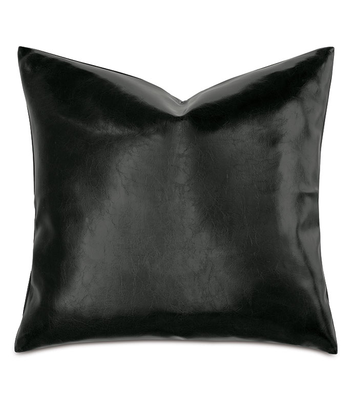 Muse Vegan Leather Decorative Pillow in Ink
