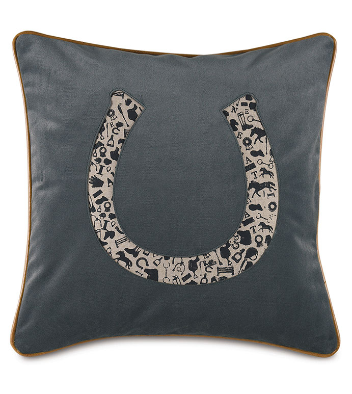 Arcaro Blockprinted Decorative Pillow in Horseshoe