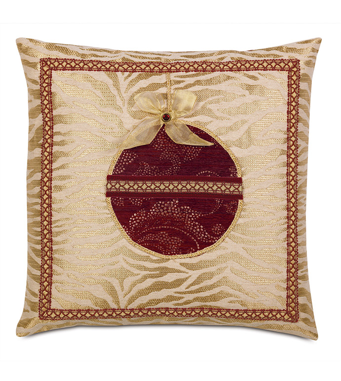 Noel Ornament Decorative Pillow in Gold