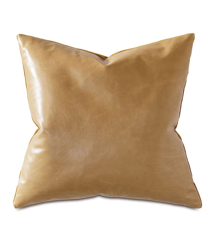 Tudor Leather Decorative Pillow In Gold