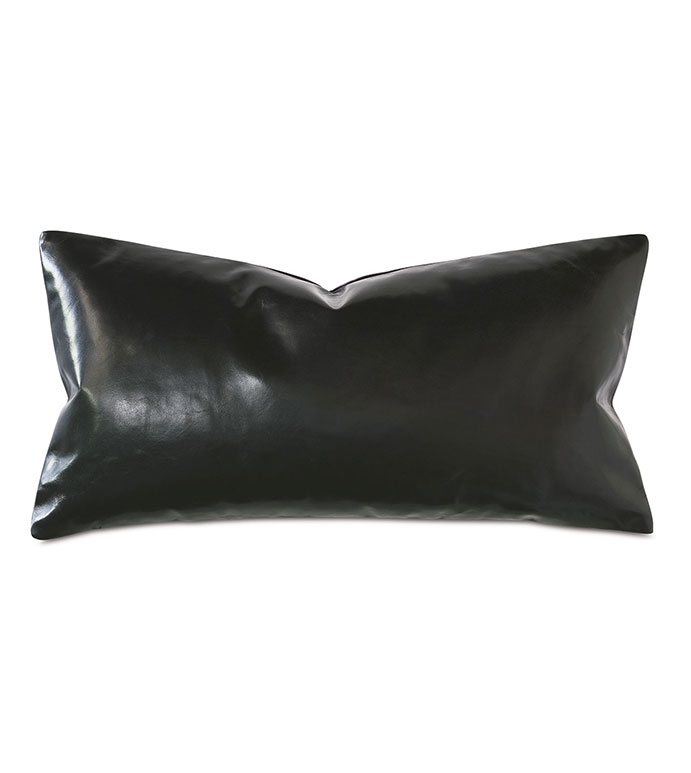 Tudor Leather Decorative Pillow in Onyx