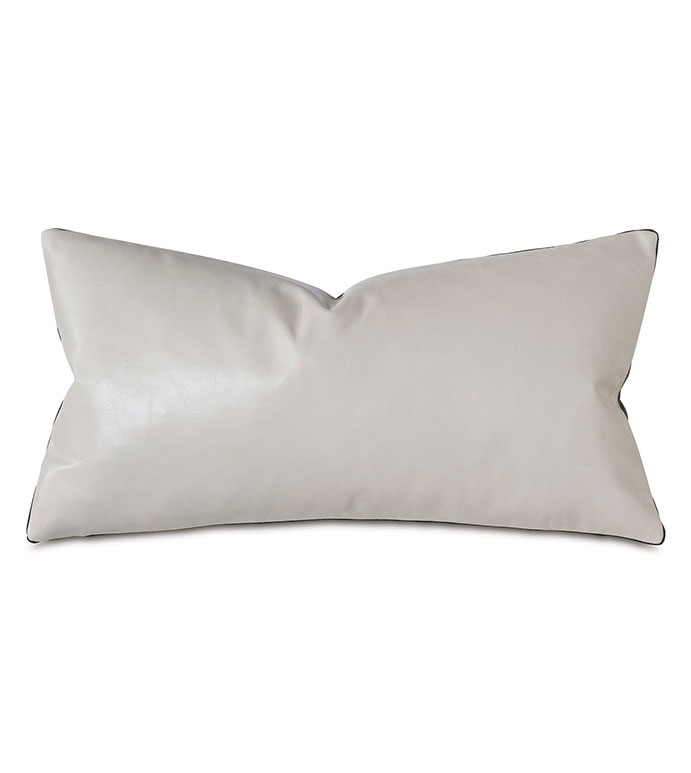 Tudor Leather Decorative Pillow In Vanilla