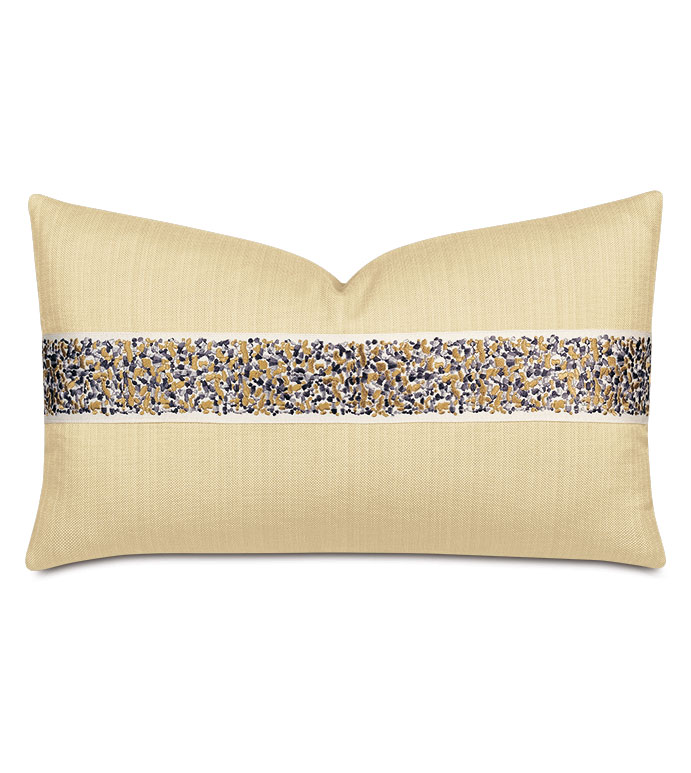 Folly Embroidered Border Decorative Pillow in Sand