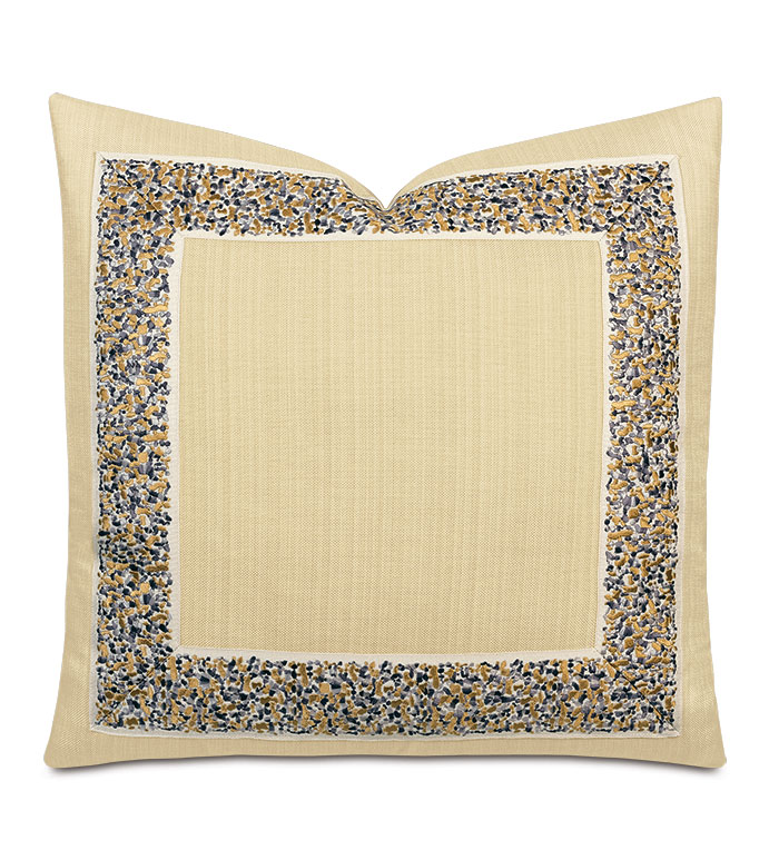 Folly Embroidered Border Decorative Pillow in Sand