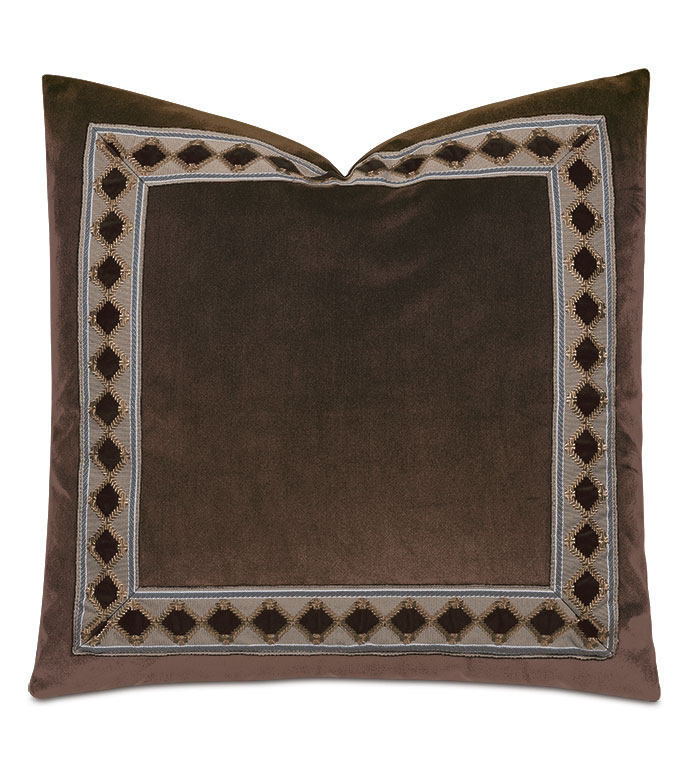 Uma Diamond Border Decorative Pillow in Brown