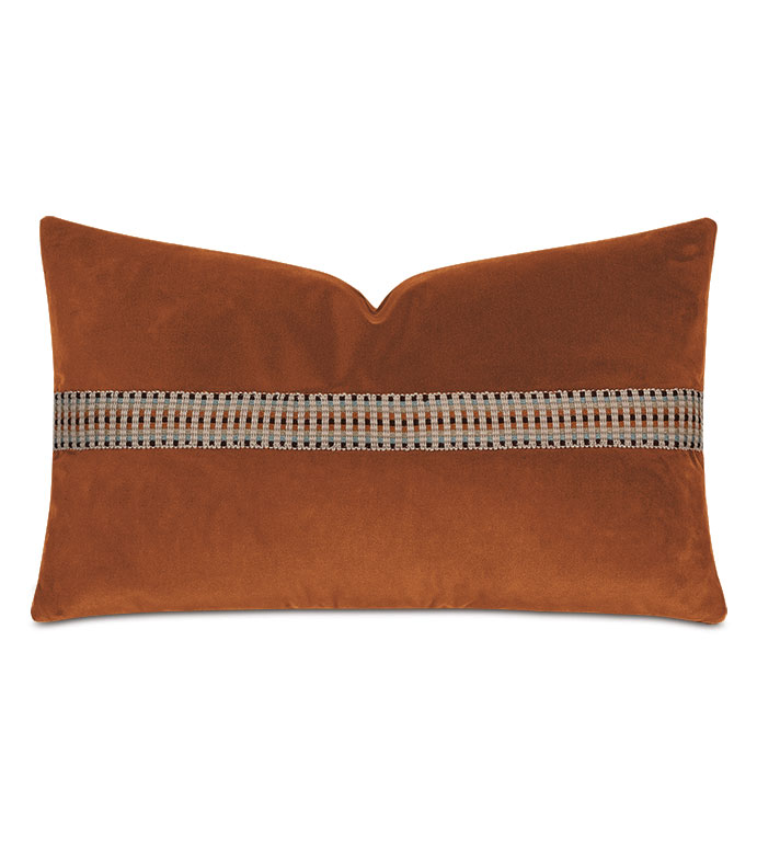 Uma Multicolored Border Decorative Pillow in Orange