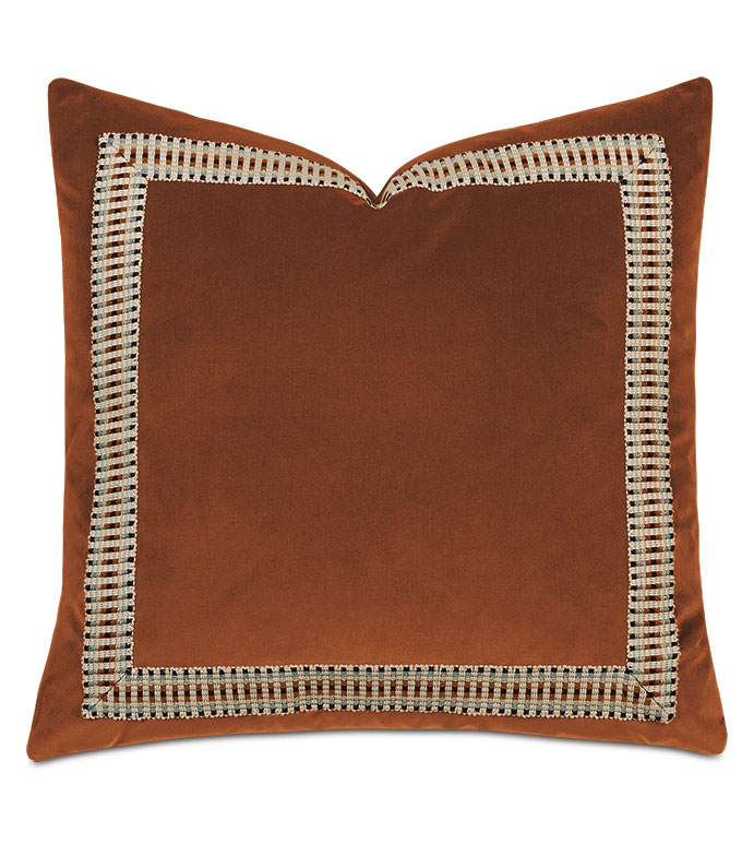 Uma Multicolored Border Decorative Pillow  in Orange