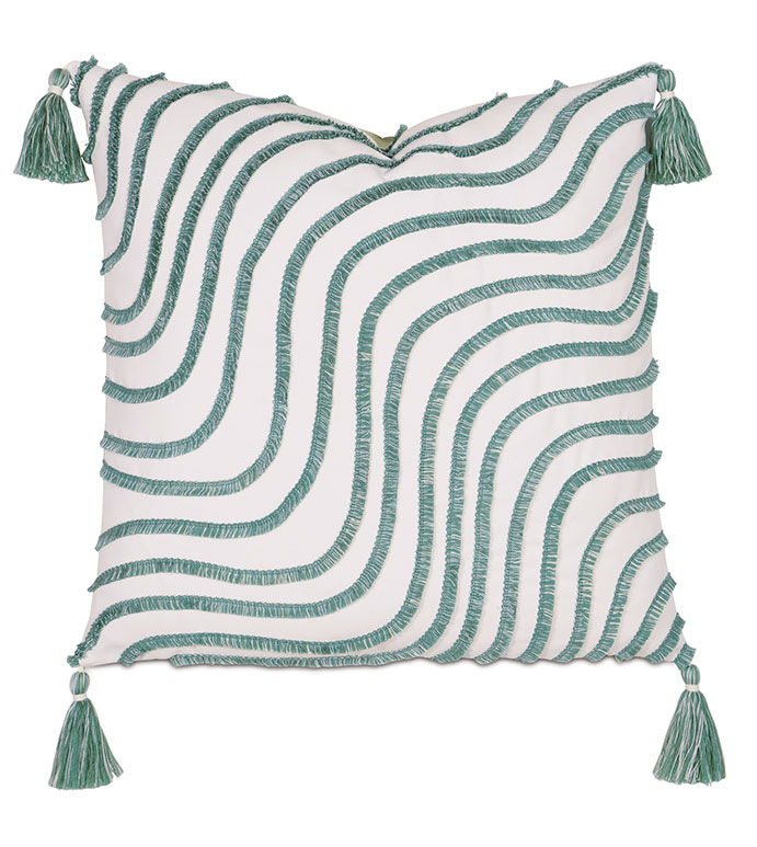 Seaspray Wavy Fringe Decorative Pillow