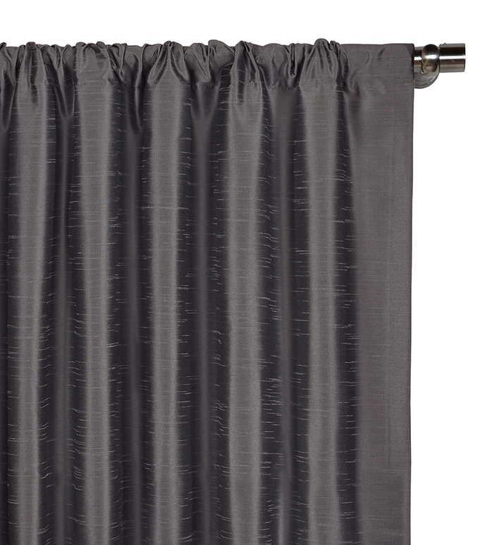 Edris Faux Silk Curtain Panel in Charcoal