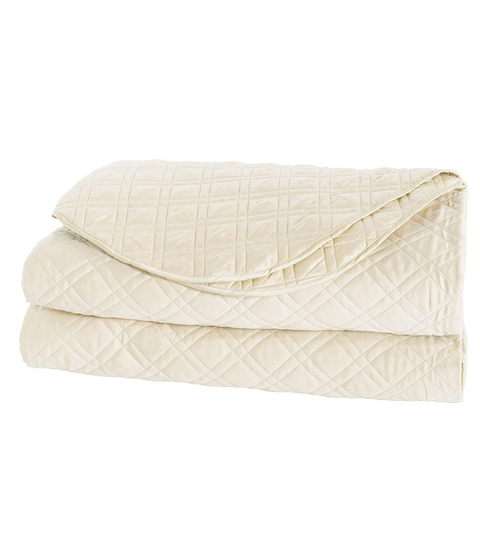 Coperta Diamond Quilted Coverlet in Ivory