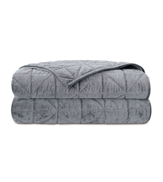 Nova Quilted Velvet Coverlet in Heather