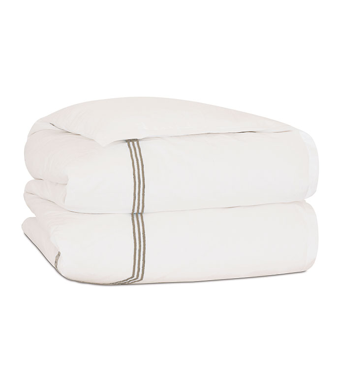 Tessa Satin Stitch Duvet Cover in Ivory/Sable