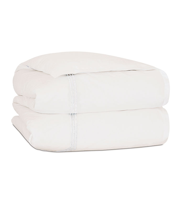 Tessa Satin Stitch Duvet Cover in Ivory/White