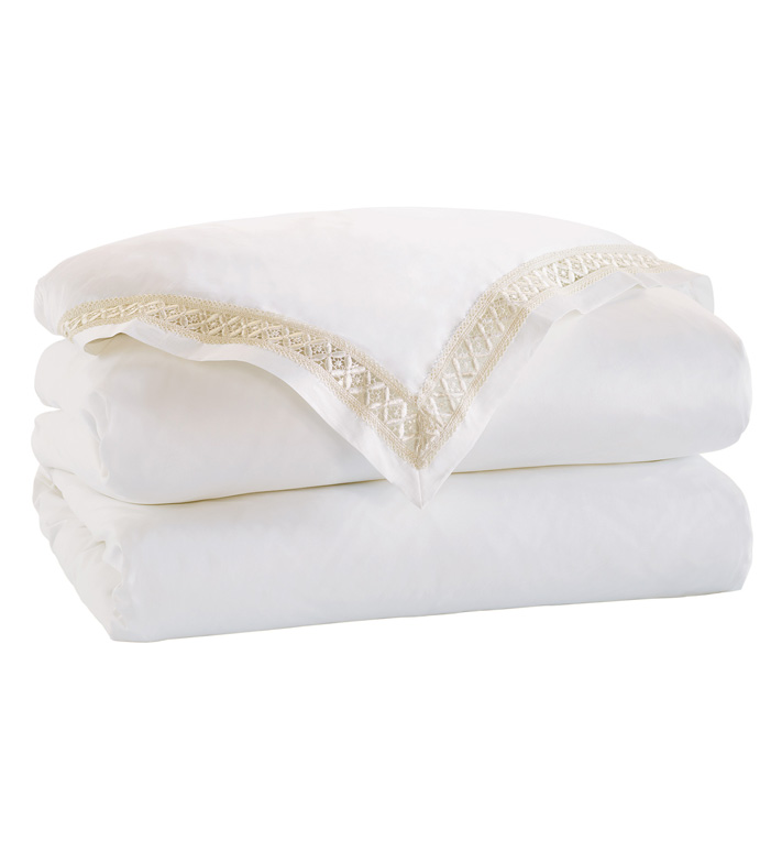 Juliet Lace Duvet Cover in White/Ivory