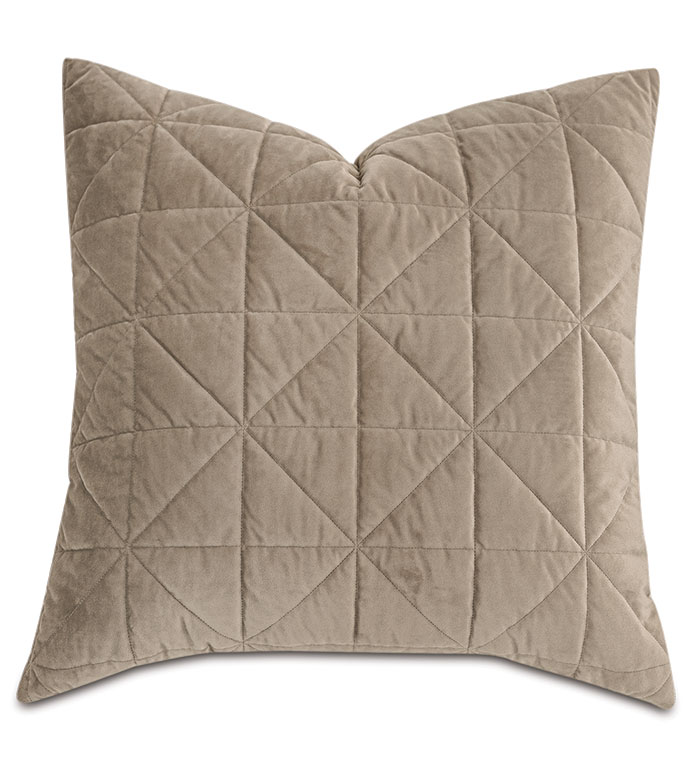 Nova Quilted Velvet Euro Sham in Fawn