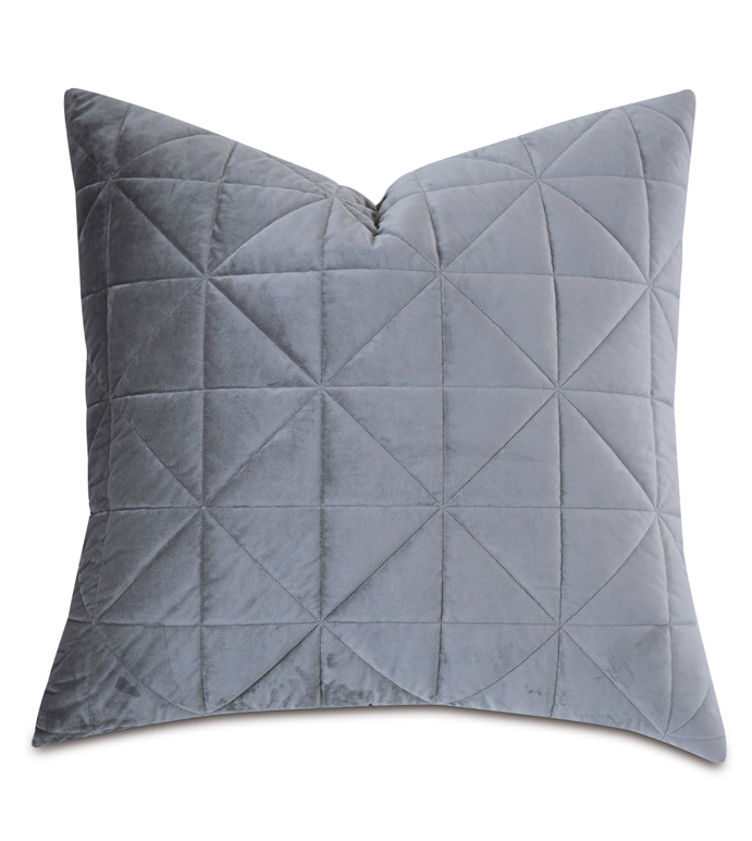 Nova Quilted Velvet Euro Sham in Heather