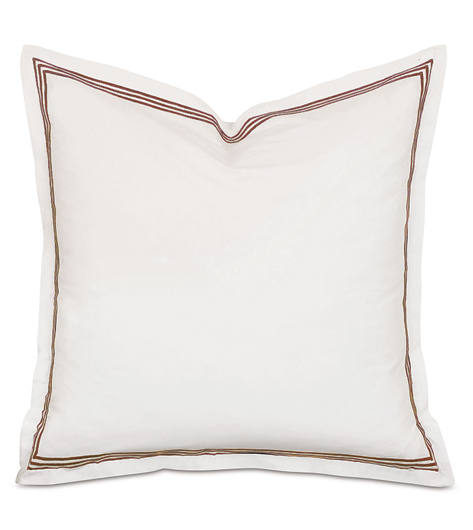 Tessa Satin Stitch Euro Sham in Ivory/Brown