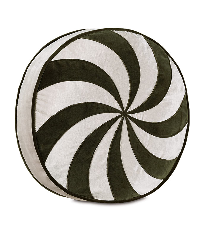Tenenbaum Swirl Tambourine Decorative Pillow in Olive