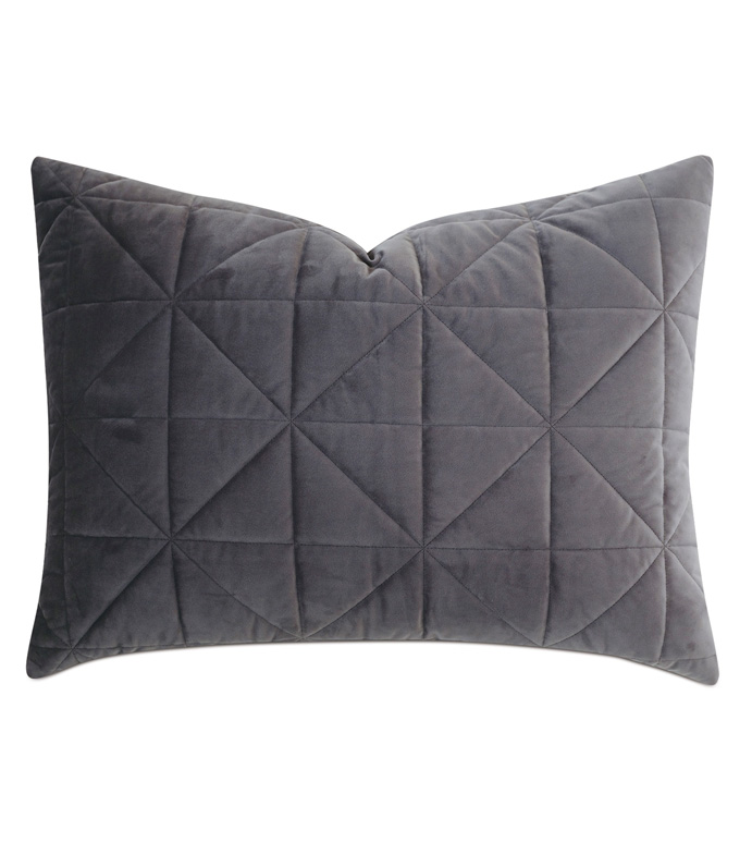 Nova Quilted Velvet Standard Sham In Slate | Eastern Accents