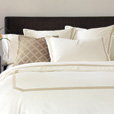 Tessa Satin Stitch Duvet Cover in Ivory/Antique