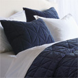 Nova Quilted Velvet Euro Sham in Indigo