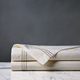 Tessa Satin Stitch Flat Sheet in Ivory/Sable