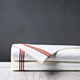 Tessa Satin Stitch Flat Sheet in White/Scarlet