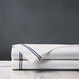 Enzo Satin Stitch Flat Sheet in Navy