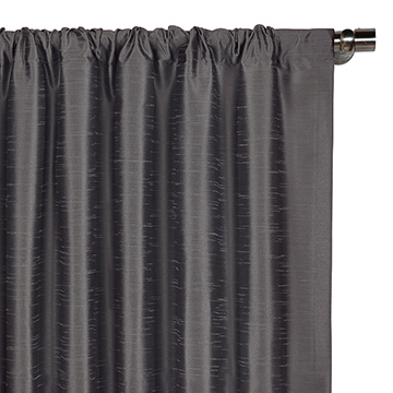 Edris Faux Silk Curtain Panel in Charcoal