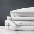 Enzo Satin Stitch Sheet Set in Lake